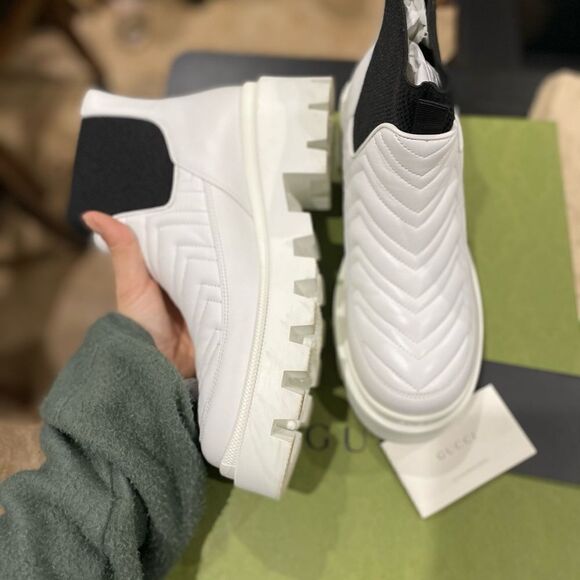 Gucci Frances Chelsea Boots Matelasse Chevron white Leather - Picture 7 of 11